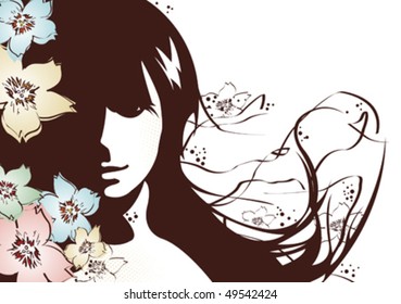 vector floral girl