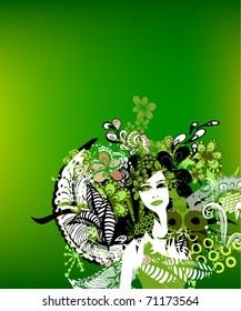 vector floral girl