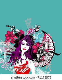 vector floral girl