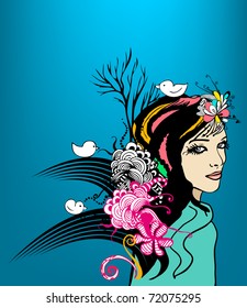 vector floral girl