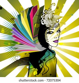 vector floral girl