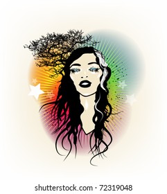 vector floral girl