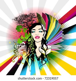 vector floral girl