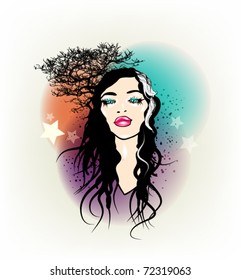 vector floral girl