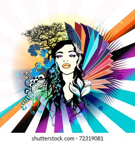 vector floral girl