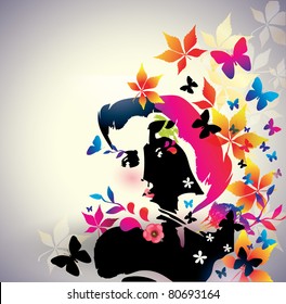 Vector floral girl
