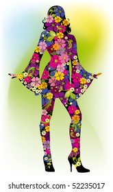 Vector floral girl silhouette
