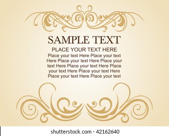 vector floral gold frame with place for text