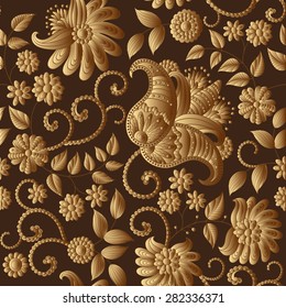 Vector floral gold pattern, pattern can be used for wallpaper, pattern fills, surface textures 