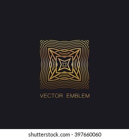 vector floral golden emblem. art-deco golden ornament. art-deco line art element for design. celtic ornament for design. 
