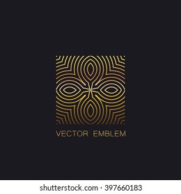 vector floral golden emblem. art-deco golden ornament. art-deco line art element for design. celtic pattern