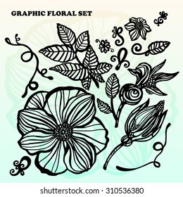 Vector floral graphic elements.