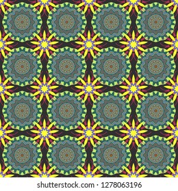 Vector floral gray, green and blue pattern. Seamless cute mille-fleurs texture for fabric, wrapping, printing, textile.