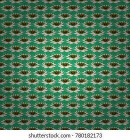 Vector floral green, beige and black pattern. Seamless cute mille-fleurs texture for fabric, wrapping, printing, textile.