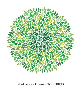 Vector floral green mandala, indian or boho art