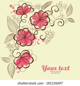 Vector  floral greeting card. Background with floral ornament