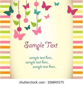 Vector floral greeting card with butterfly