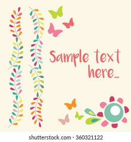 Vector floral greeting card with butterfly