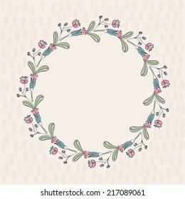 Vector floral greeting card with  florals.  Realistic plants.