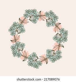 Vector floral greeting card with  florals.  Realistic plants.
