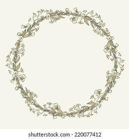 Vector floral greeting card with  florals.  Realistic plants.