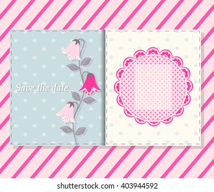 Vector floral greeting card Save the date