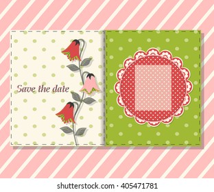 Vector floral greeting card Save the date