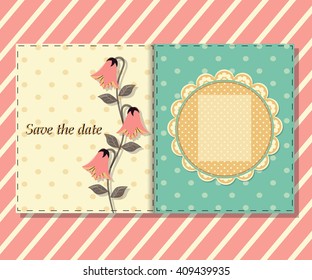 Vector floral greeting card Save the date