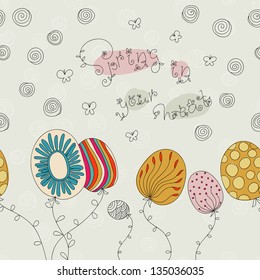 Vector floral greeting card with "Spring in your heart" lettering.