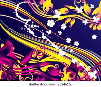Vector  Floral grunge background