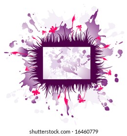 Vector floral grunge frame