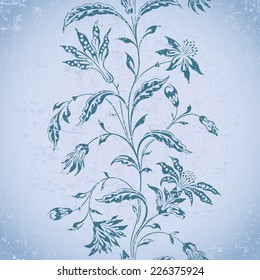 Vector floral grunge seamless background with scratch and attrition.