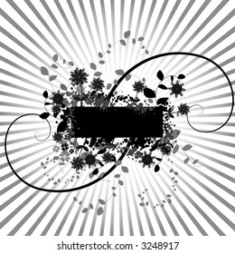 Vector- Floral grunge with vines and grass. Copy space for text.