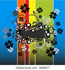 Vector- Grunge floral con vides y hierba. Copiar espacio para texto.