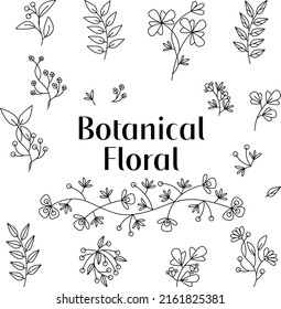 vector floral hand drawing set 