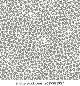 Vector floral hand drawn background in style of China. Abstract Asian fish scales seamless pattern. Japan line art vector print for fabric, stationery, wrapping paper