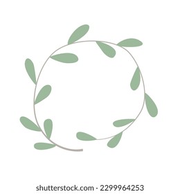 Vector floral hand drawn circle frame or logo template in elegant and minimal style. Design for cards, badges, labels, logotypes and branding business identity.