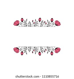 Vector floral hand drawn frame. Flowers and leaves arranged into elegant borders. For greeting cards, weddings, stationery, invitations, scrapbooking. Cute doodle style. Part of a big collection.
