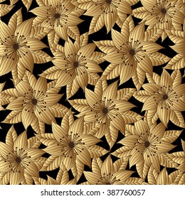 Vector floral hand drawn gold pattern, pattern can be used for wallpaper, pattern fills, surface textures 