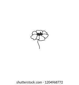 Vector floral hand drawn logo element in elegant and minimal style. Isolated object, flower. Black on white illustration. For badges, labels, logotypes and branding business identity.