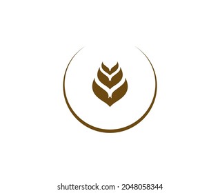 Vector floral hand drawn logo template in elegant and minimal style with gold color on grey background illustration. Circle frames logos. For badges, labels, logotypes and branding business identity.