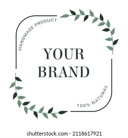 Vector floral hand drawn logo template in elegant and minimal style with gold color on grey background illustration. Circle frames logos. For badges, labels, logotypes and branding business identity.