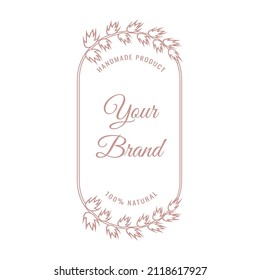 Plantilla de logotipo con dibujo a mano de vectores de estilo elegante y mínimo con color dorado en la ilustración de fondo gris. Logotipos de marcos de círculo. Para insignias, etiquetas, logotipos e identidad comercial de marca.