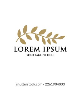 Plantilla de logotipo dibujado a mano con vectores de estilo elegante y mínimo con ilustración de color dorado