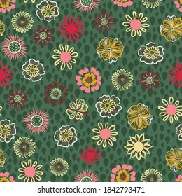 Vector floral hand drawn seamless pattern background