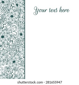 Vector floral hand-drawn template, banner for greeting cards, invitations, vintage abstract background with place for text