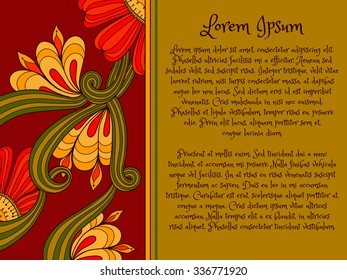 Vector floral hand-drawn template, banner for greeting cards, invitations, doodle abstract background with place for text
