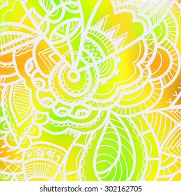 Vector floral hand-drawn texture, abstract colorful background.