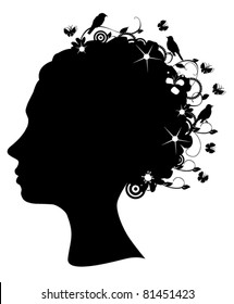 vector floral head silhouette