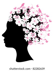 vector floral head silhouette